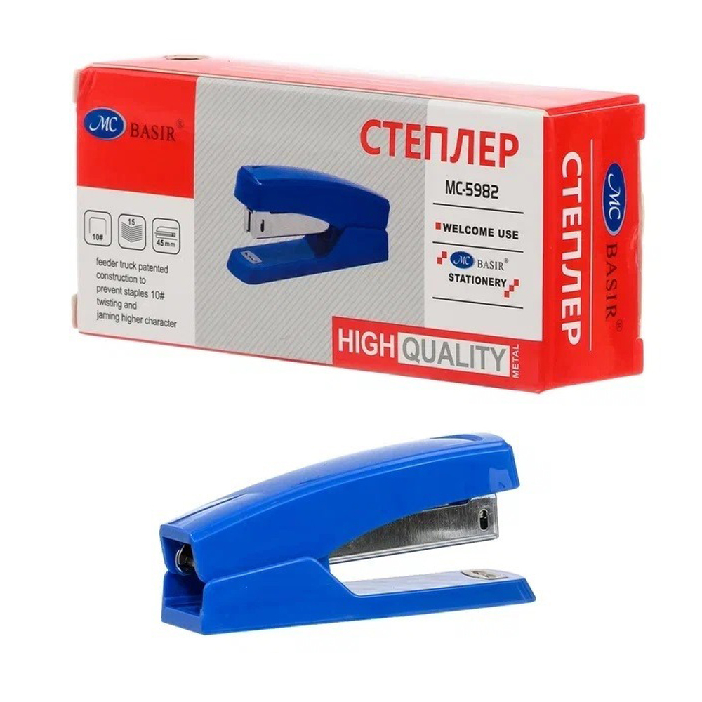 Степлер детский Basir, №10 на 15 листов, 9,5*2*3 см, ассорти