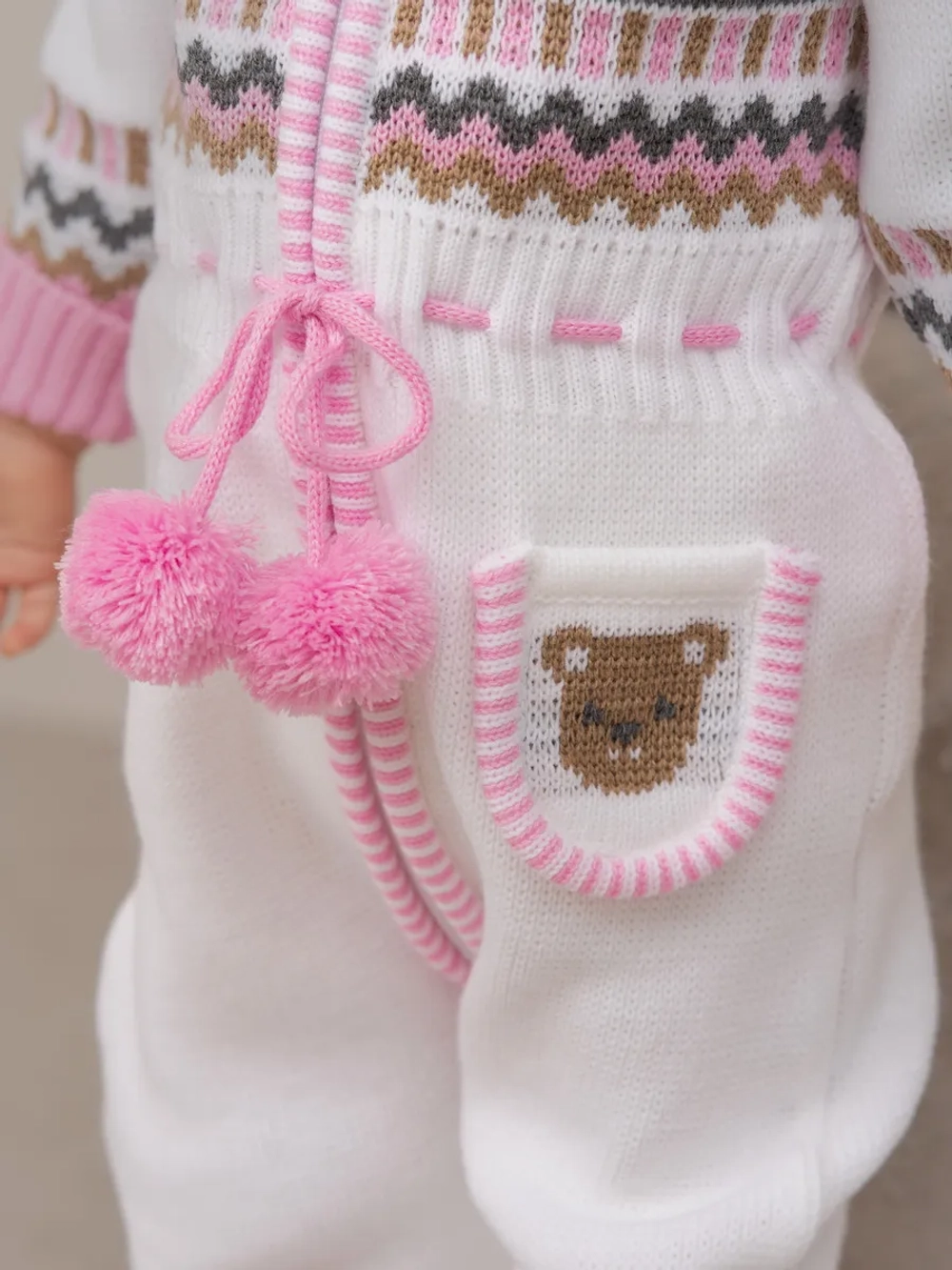 Вязаный комбинезон для новорожденных и малышей на молнии