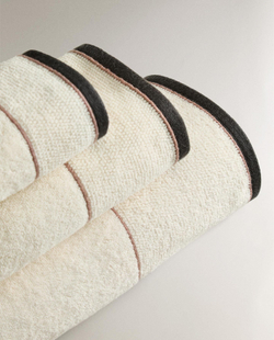 Zara Home - Банное полотенце с рисовой каймой, белый, 30х50 см