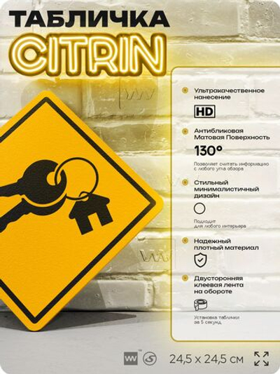 Табличка декоративная "Ключи риелтора" на дверь и стену, информационная, декоративный знак, 24,5х24,5 см, пластиковая, Айдентика Технолоджи