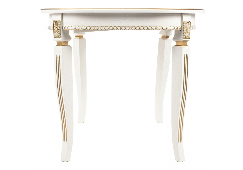 Стол деревянный Woodville Romeo молочный с золотой патиной