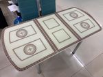 Стол разд Стеклянный подстолье прямое хром Царг.пояс белый Ст-ца греческий белый (белая) ф/п