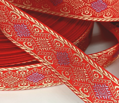 Тесьма Жаккард, ш. 2,5 см, красный