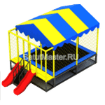 Батутная арена "Зайчик-попрыгайчик" с двумя горками и крышей 4x4x3 м