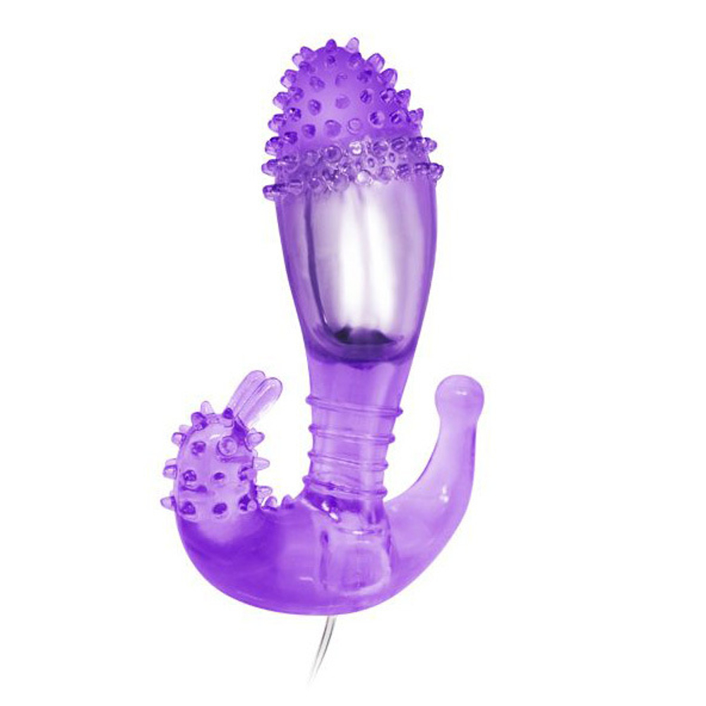 Фиолетовый вибростимулятор 14,3см с шипами на головке Baile BI-014037