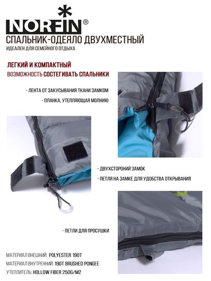 Мешок-одеяло спальный Norfin ALPINE COMFORT 250 R
