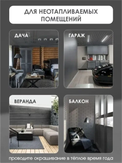 Краска для стен, обоев и потолков акриловая моющаяся интерьерная матовая цветная графит RAL 7024 Palizh 3,7 кг