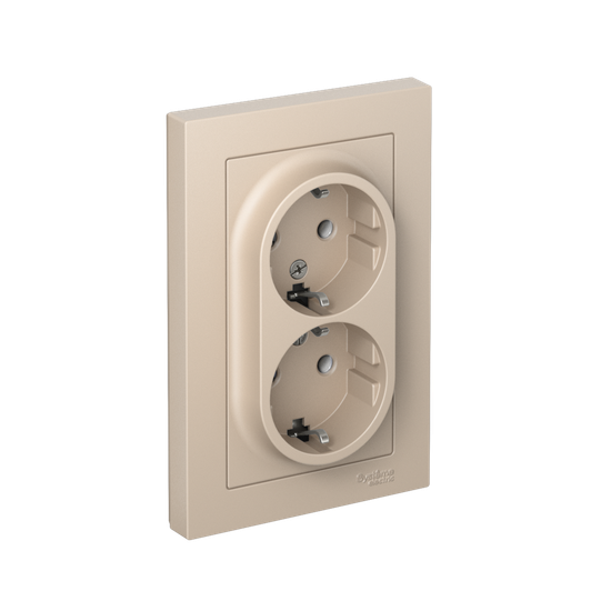 Розетка 2-м. AtlasDesign 16А с заземл. в сборе песочн. SE ATN001224