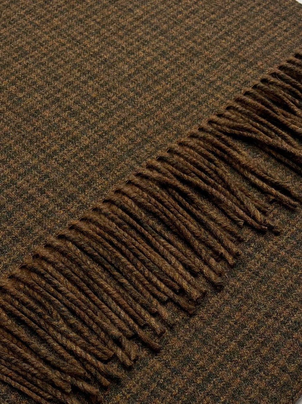 Купон шерсть с кашемиром шоколадный в разноцветную клетку