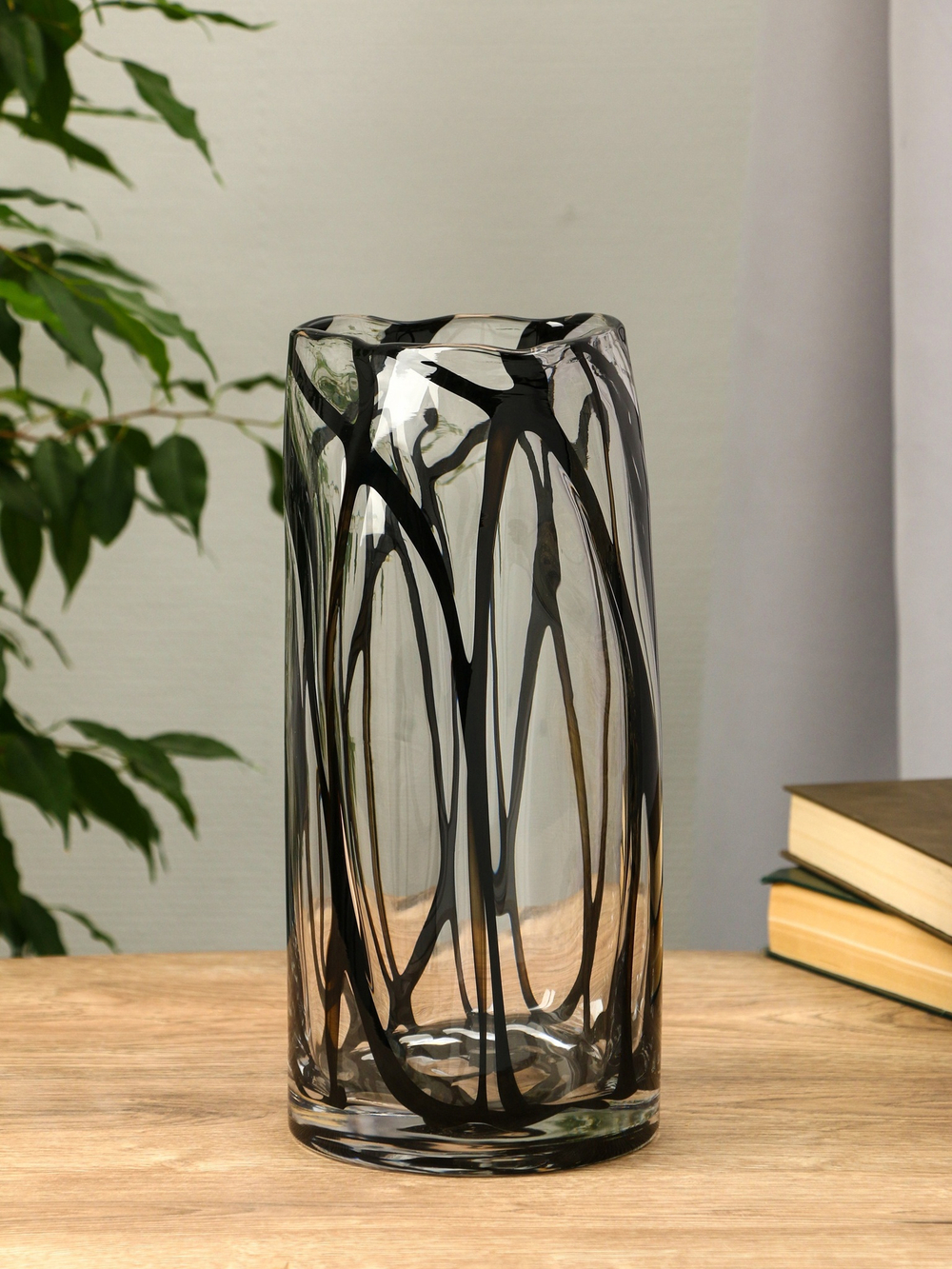 Ваза стекло настольная "Мэдисон" 29х12 см, прозрачно-чёрный