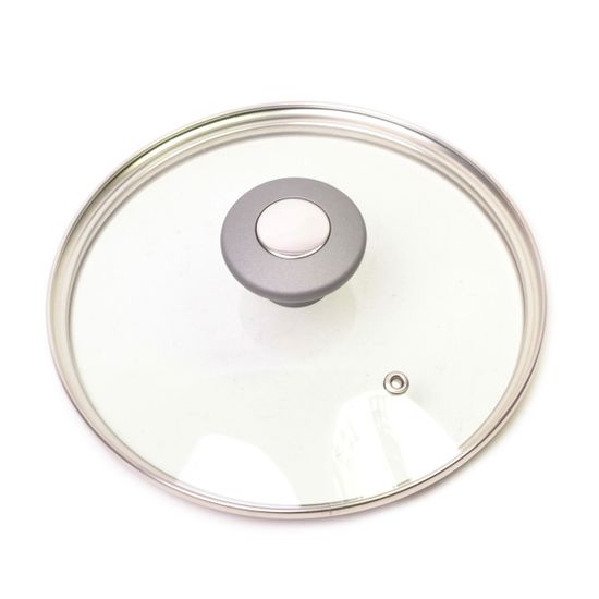 Крышка стеклянная 16 см. универсальная Kamille КМ-0820GR с металлическим ободком