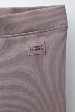 ZARA ЛЕГИНСЫ В РУБЧИК С НАШИВКОЙ, СЕРО-КОРИЧНЕВЫЙ
