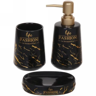 Набор для ванной из 3-х предметов керамический «Мерида» черный