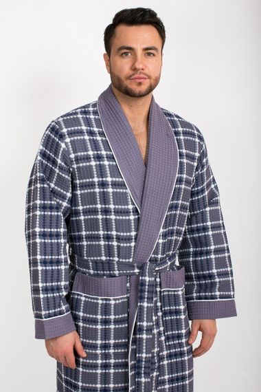 Вафельный мужской халат Gentelmen Style серый