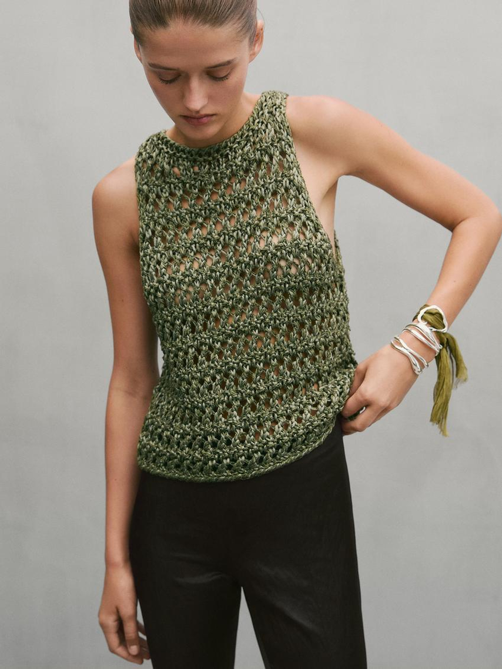 Massimo Dutti Трикотажный топ - Studio, фисташковый