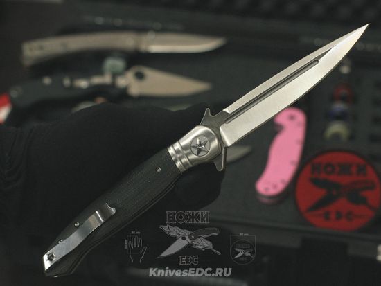 Складной нож REPTILIAN НКВД-03-2 c клинком из стали D2, рукоять микарта