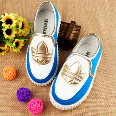 Слипоны детские из текстиля и кожи с логотипом