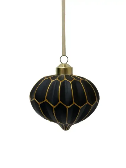 Набор винтажных стеклянных украшений Готика 80 мм., черный-золото, 9 шт., Christmas DeLuxe (13057)