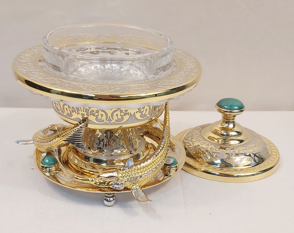 Икорница "Царский подарок" с малахитом