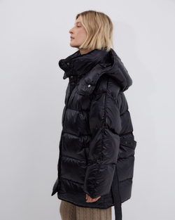 Пуховик со съемным капюшоном из нейлона Монклер черный