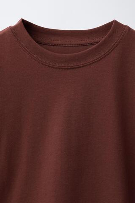 ZARA НАБОР ИЗ ТРЕХ ОДНОТОННЫХ ФУТБОЛОК, СЕРО-КОРИЧНЕВЫЙ