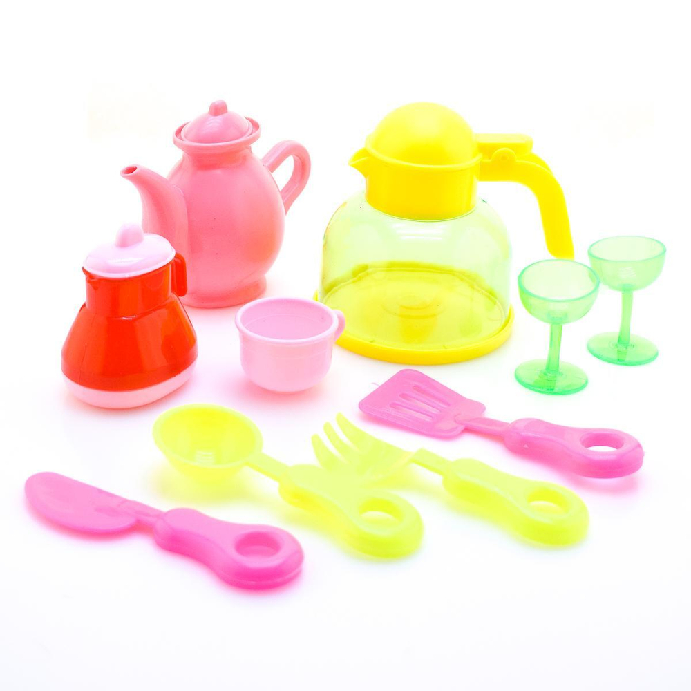 Плита с набором посуды, продуктов (20 предм.), на бат. накл.., коробка