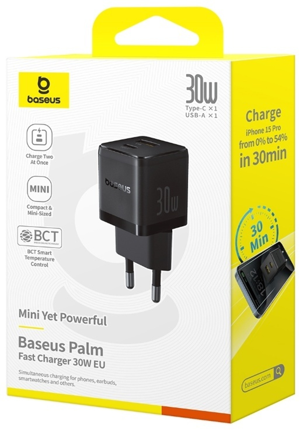 Зарядное устройство Baseus Palm USB Type-C, USB черный