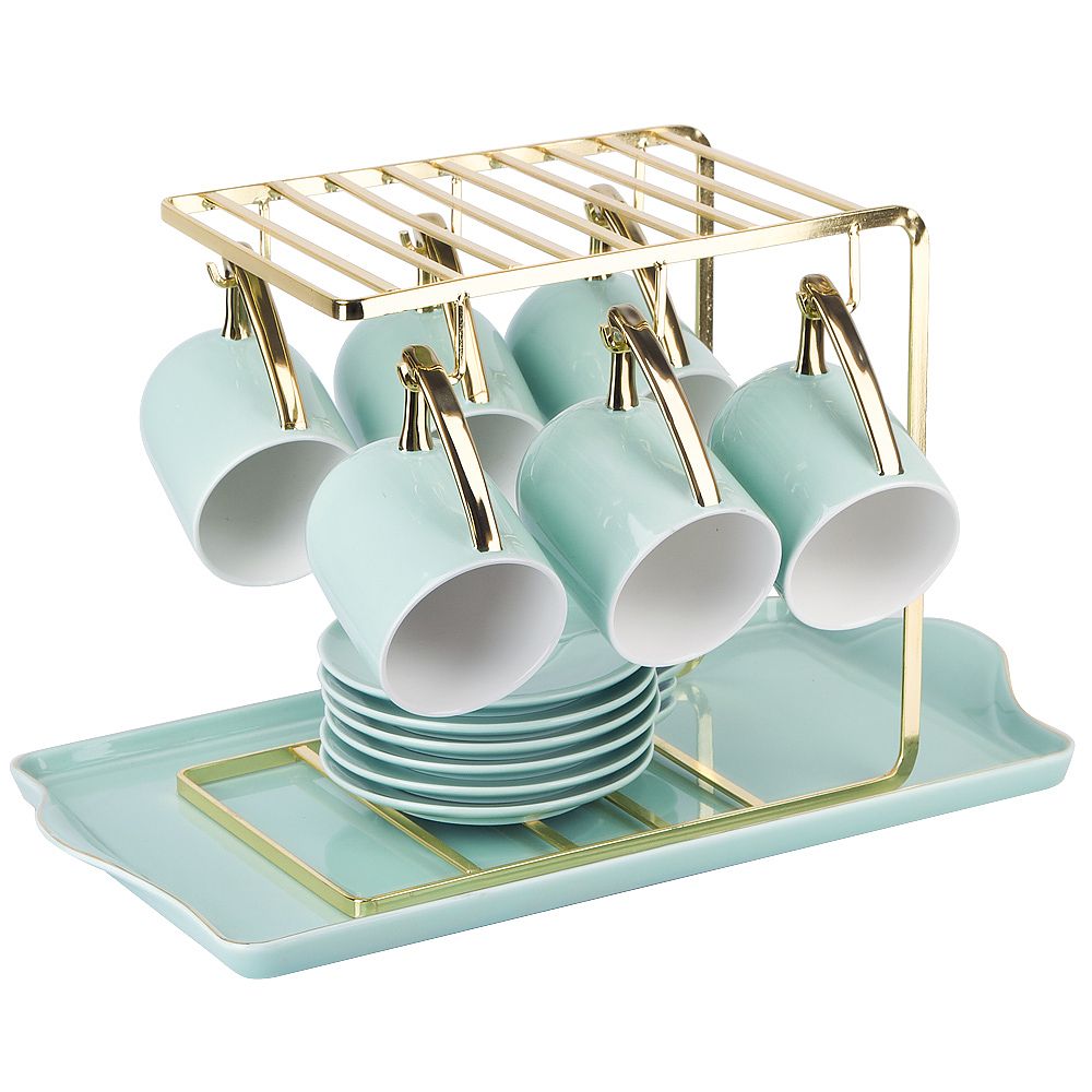 Чайный набор на металлической подставке с подносом 15пр. " . Mint" (6 персон) v=1300/240 мл