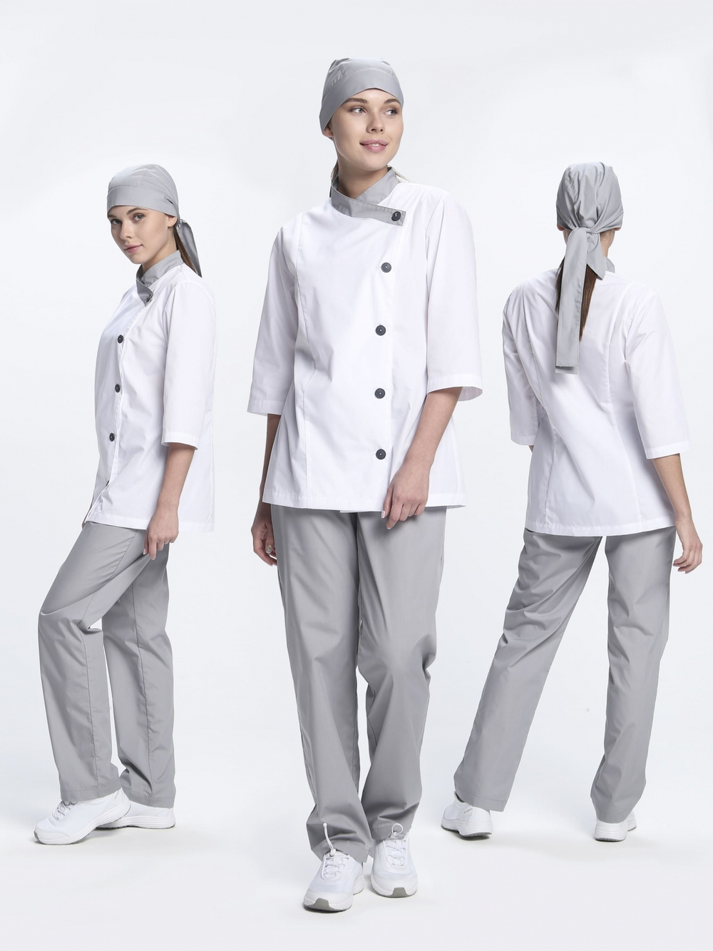 Костюм женский Канди (тк.ТиСи,120), серый/белый