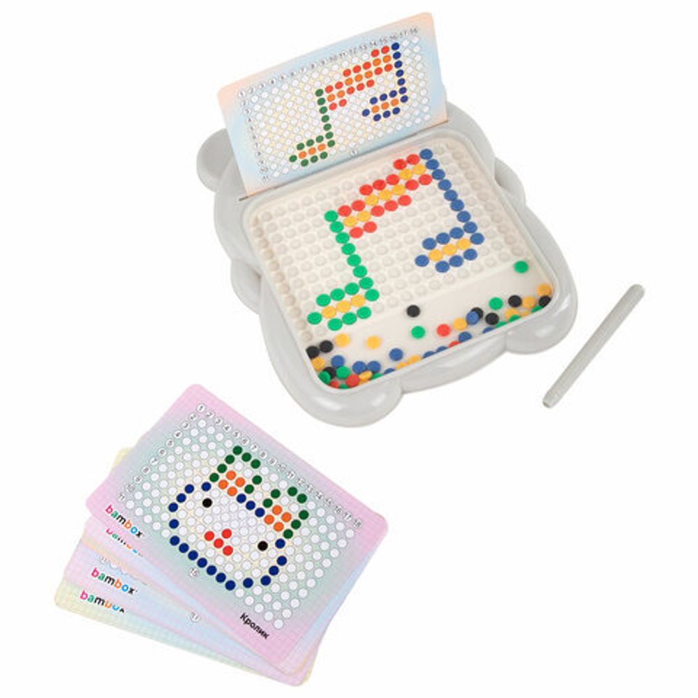 Мозаика магнитная развивающая для детей "Медвежонок", стилус, 101 магнит, 10 карточек, BAMBOX, 665891