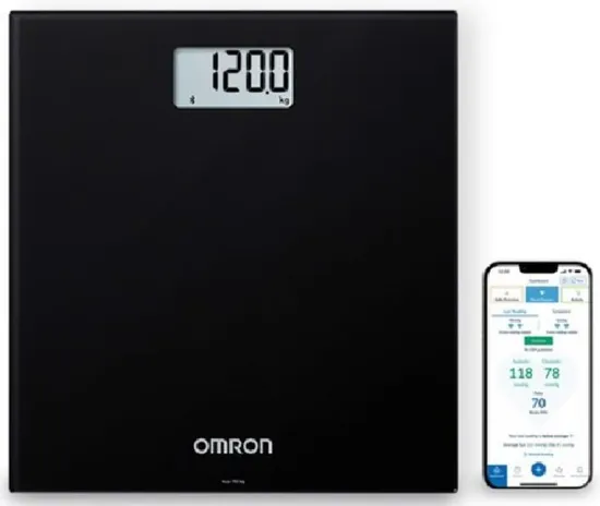 Напольные весы Omron электронные HN300T2 Intelli IT (черные, с возможностью подключения к смартфону)