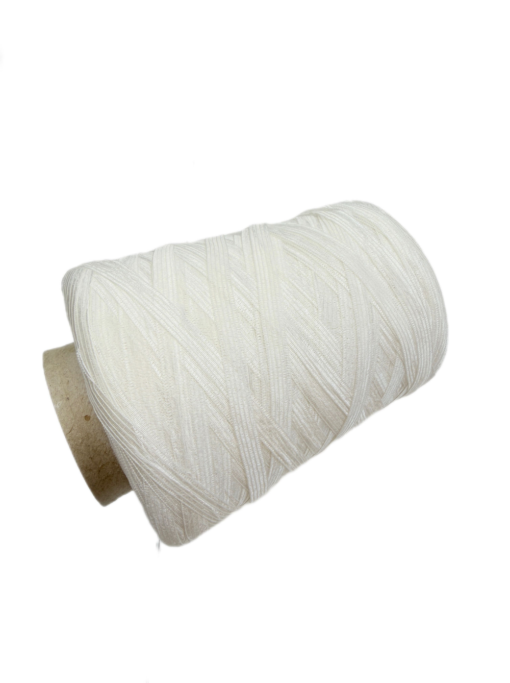 Пряжа на бобине 380г -100% натуральный шелк ленточный (Италия) - белый 100г-280м