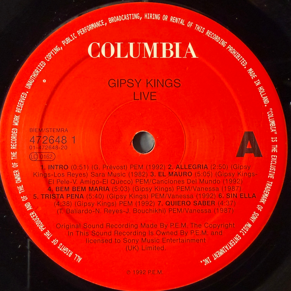 Gipsy Kings ‎– Live (Голландия 1992г.)