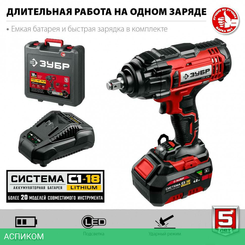 Гайковерт Зубр ГУЛ-410-41 кейс