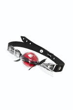 Красный кляп-леденец на кожаных ремешках (Цвет: красный)