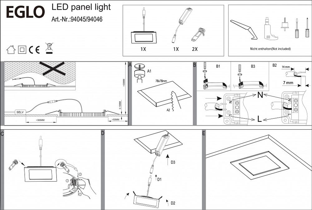 Встраиваемый светильник Eglo Fueva 1 94046