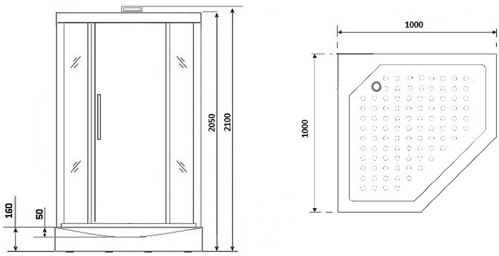 Душевая кабина Niagara Luxe NG-7717WBK 100x100 без гидромассажа
