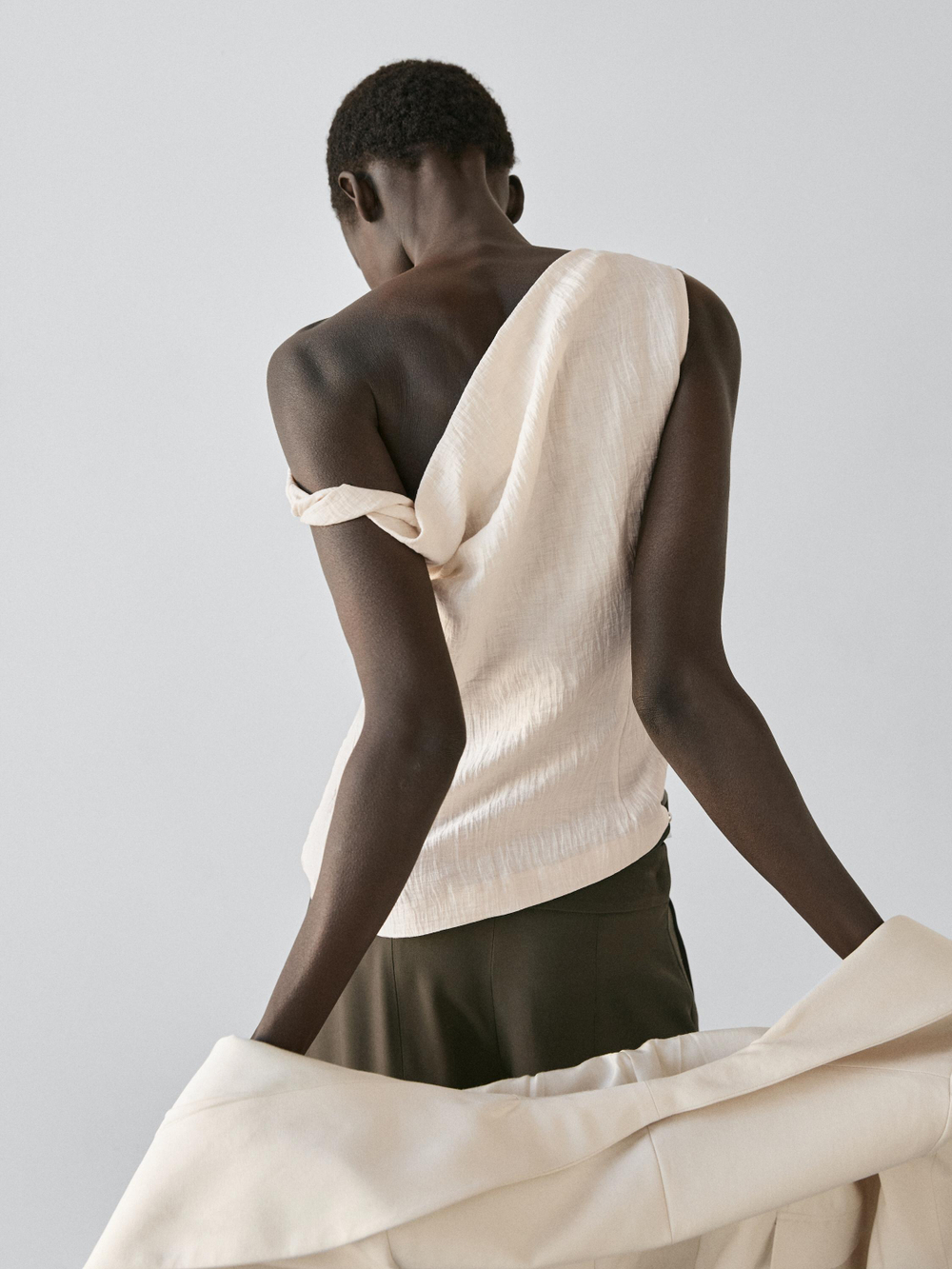 Massimo Dutti Асимметричный топ, бежевый