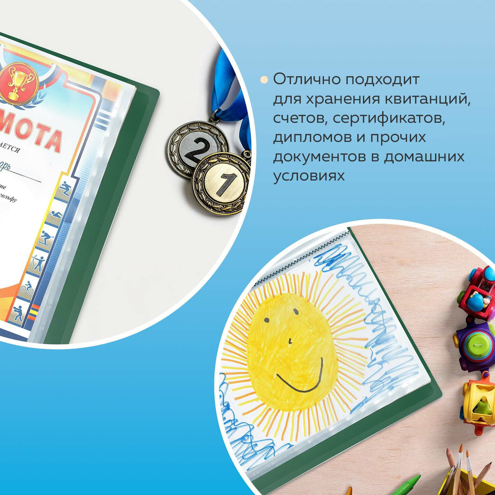 Папка 40 вкладышей BRAUBERG стандарт зеленая 0 7 мм (5 штук в упаковке)