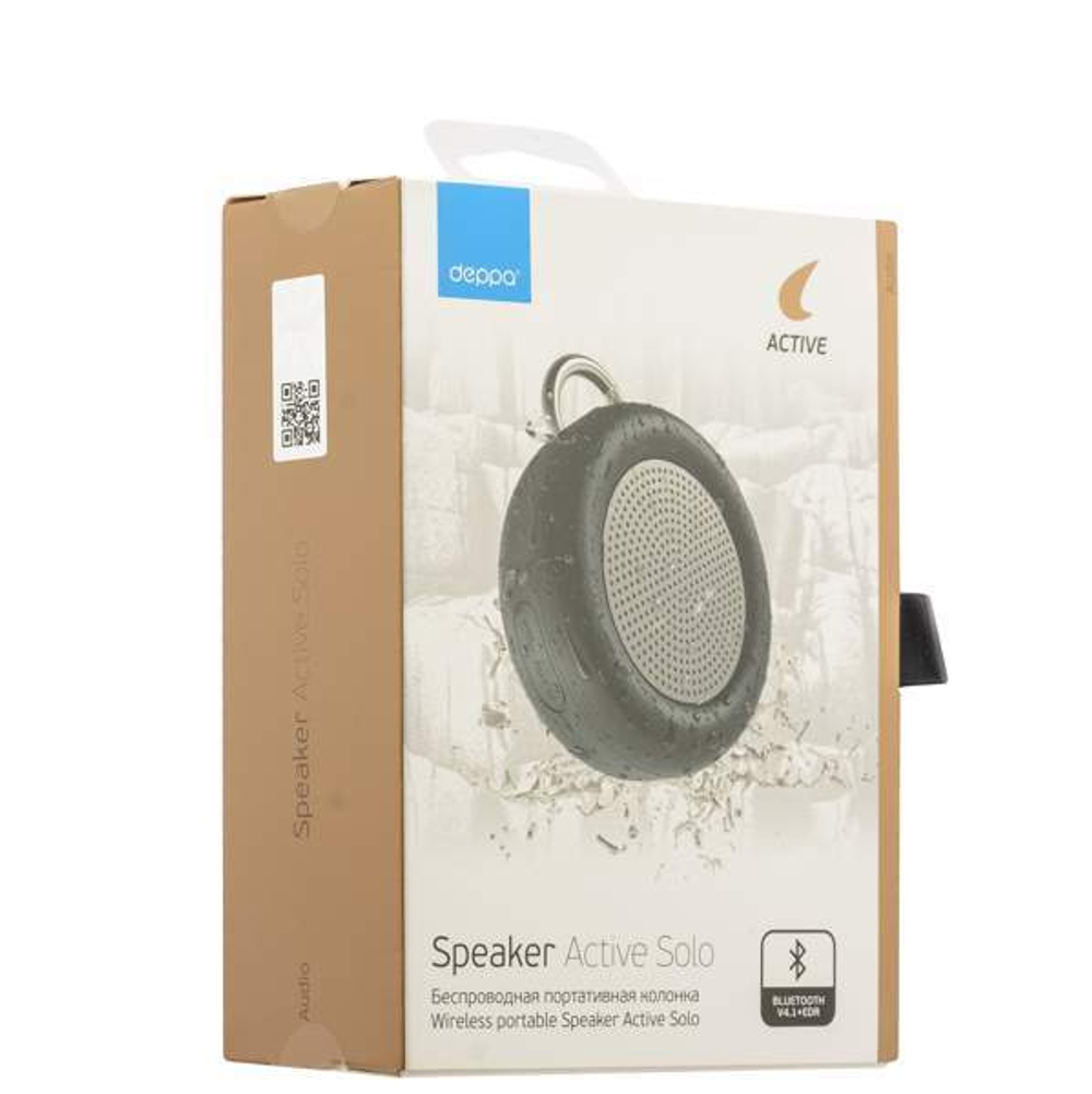 Портативная Bluetooth V4.1+EDR колонка Deppa D-42000 Speaker Active Solo (1x5W) AUX, IPX5 Черная