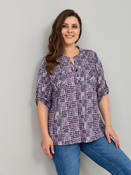 Блузка БЛ-131/пьедепуль-синерозовый