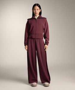 OYSHO Брюки-кокон с боковой складкой и начесом из модала, бордовый