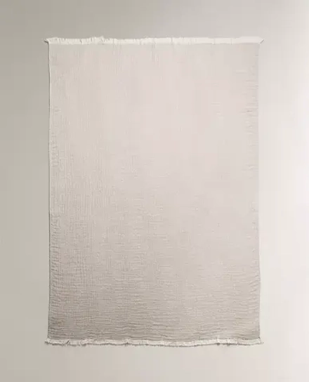 ZARA HOME ПЛЕД ИЗ ХЛОПКА, СИНИЙ
