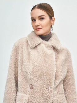 Шуба из шерсти мериноса чебурашка, светло-розовая, SilverFox