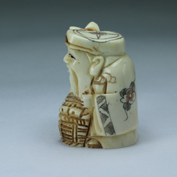 Нэцкэ Дзюродзин с корзиной карпов и посохом