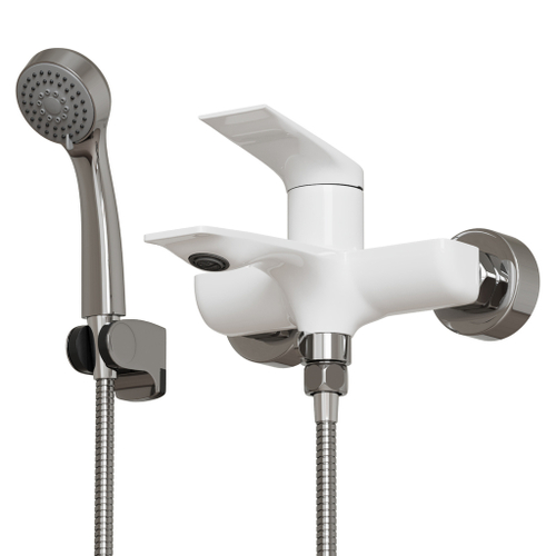 Смеситель для ванны 35k MIXLINE ML41-01 "Swan White" БЕЛЫЙ/ХРОМ