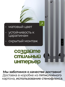 Полотенцесушитель электрический графит серый вертикальный Marco PRO 4 90 x 18