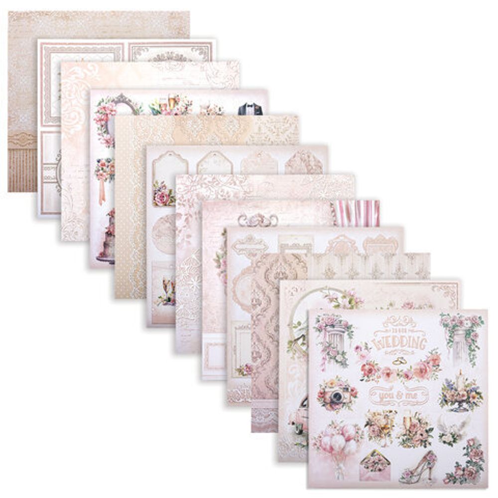 Бумага для скрапбукинга 30х30 см "Свадебный", двусторонняя, 12 листов, 180 г/м2, ОСТРОВ СОКРОВИЩ, 665435
