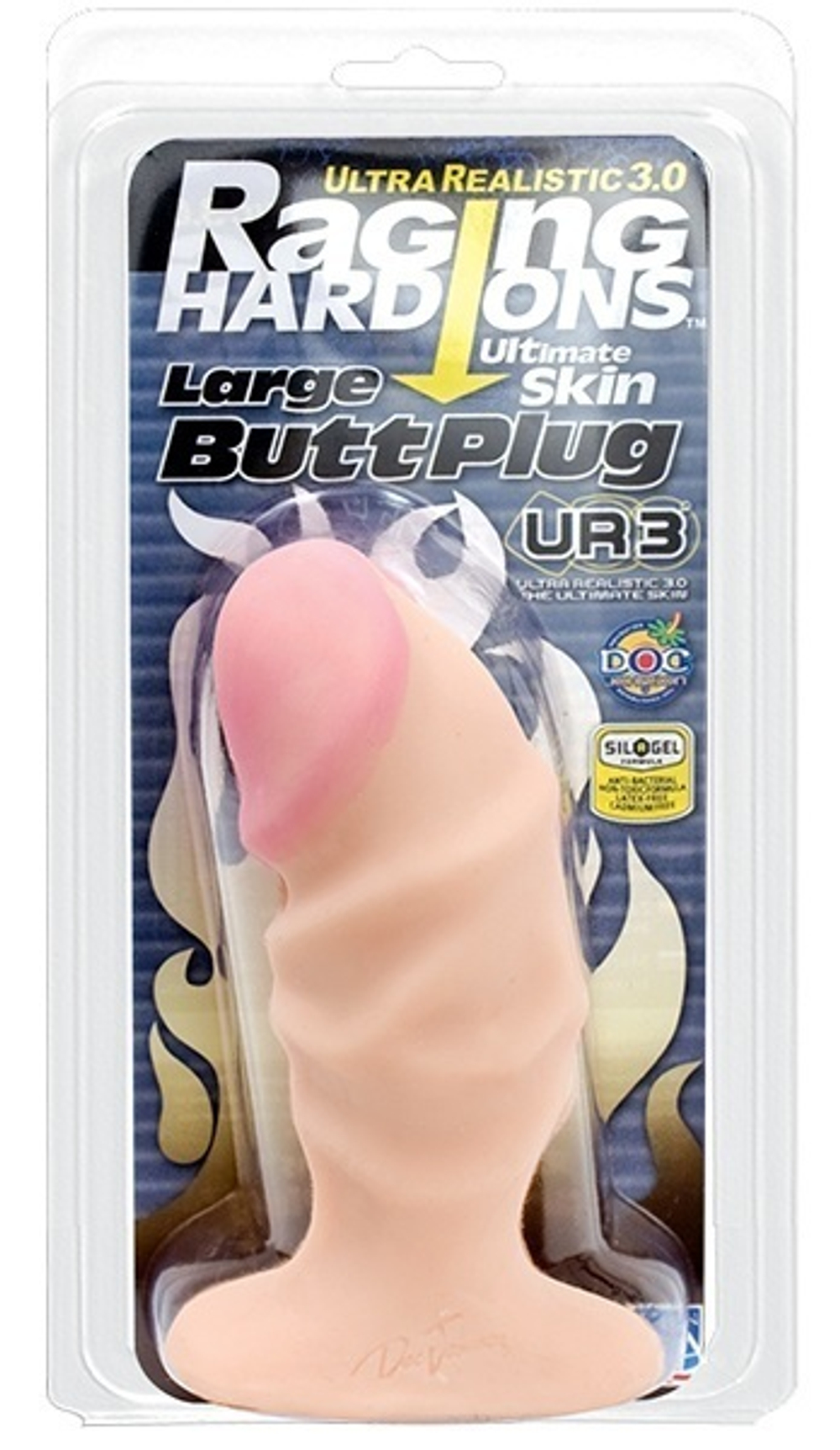 Анальная пробка большого размера с рельефной поверхностью из UR3