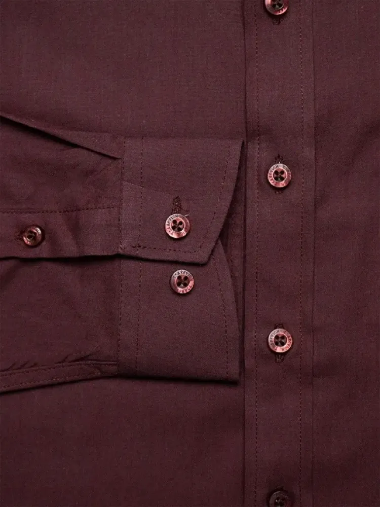 Темно-бордовая сорочка TSAREVICH с длинным рукавом